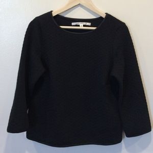 Max Studio black textures crop sleeve sweater.